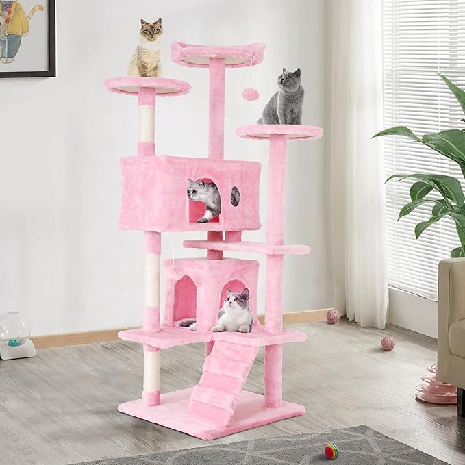 Heavy Duty Cat Tree Tower, Cat Condo, Hanging Ball by BORGEBY