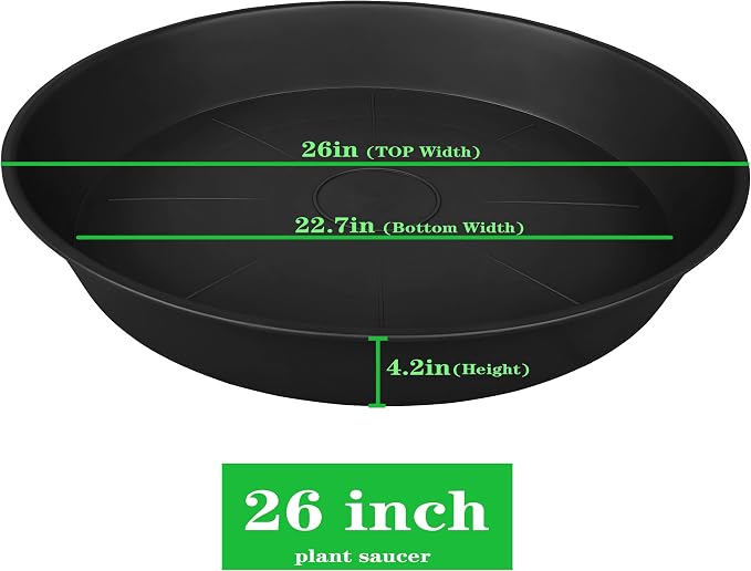 3 Pack of 25 26 inch Plant Saucer, 4.2" Depth, Large Deep Heavy Duty Plastic - Image 2