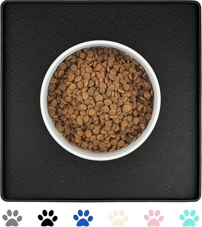 Ptlom Pet Placemat for Dog and Cat, Waterproof Non-Slip Silicone Feeding Bowl by PTLOM