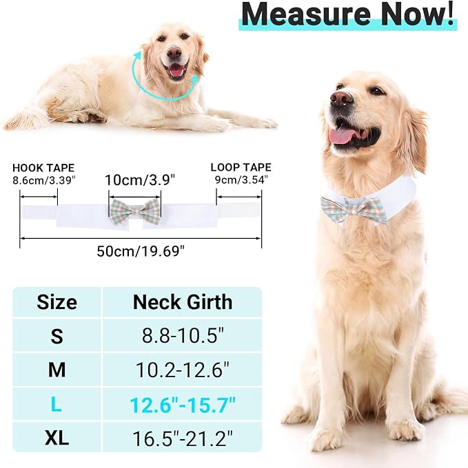 Segarty Dog Bow Tie for Neck Girth 12.6-15.7in, Adjustable Dogs Blue Khaki - Image 2