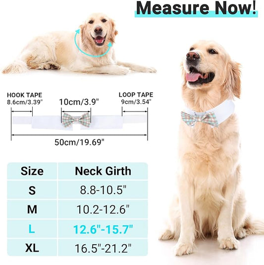Segarty Dog Bow Tie for Neck Girth 12.6-15.7in, Adjustable Dogs Blue Khaki - Image 2