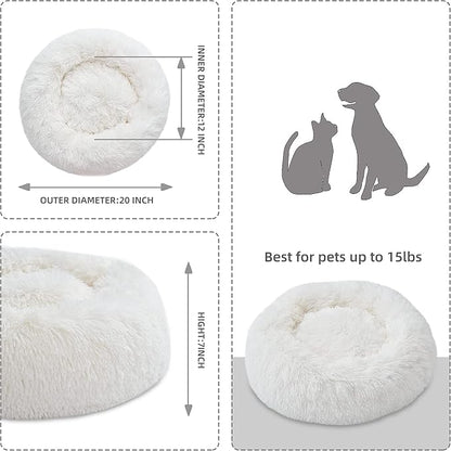 White Faux Fur Cat & Dog Beds 20 inches - Image 2
