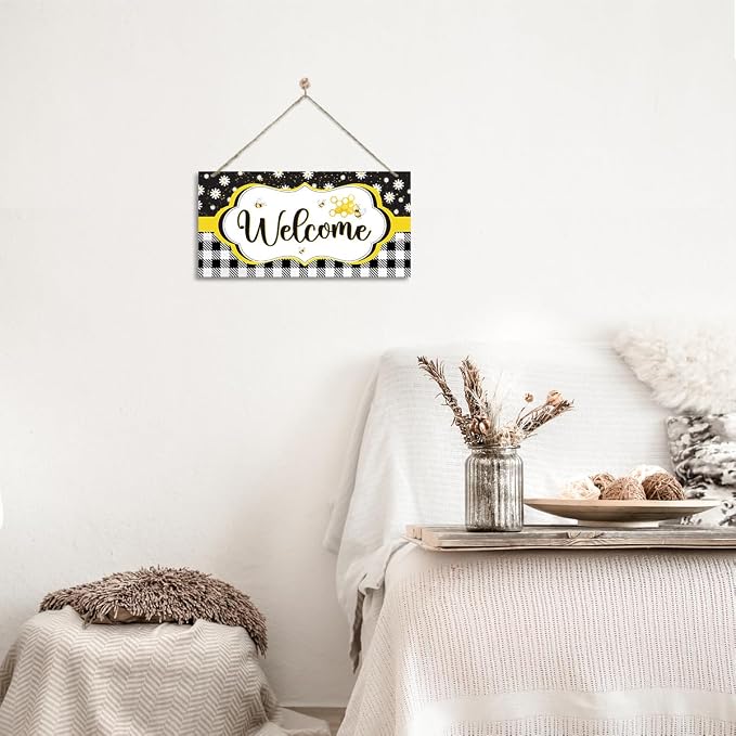 Daisy and Bee Welcome Sign, Rustic Daisy Summer Welcome Sign - Image 5