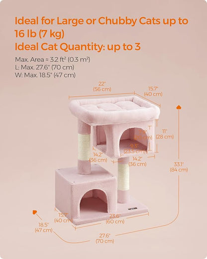 Feandrea Cat Tree, 33.1-Inch Cat Tower, Plush Condo - Image 6