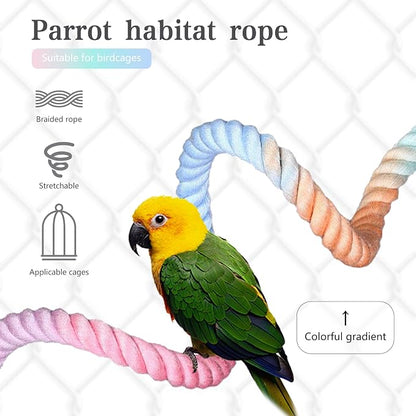 3pcs Gradient Colorful Bird Rope Perch Stand, Bird Cage Climbing Rope Toys - Image 3