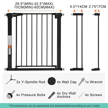 COMOMY 30" Tall Baby Gate for Stairs Doorways, Fits Openings 29.5" to 40.5" Wide - Image 6