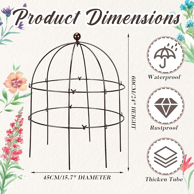 BreezeHug 3 Pack 24 H Peony Cage Climbing Plant Trellis Bird Cage Plant Support - Image 2