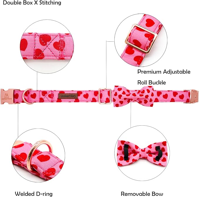 Lionheart glory Dog Bow Collar Valentine's Day Dog Collar - Image 2