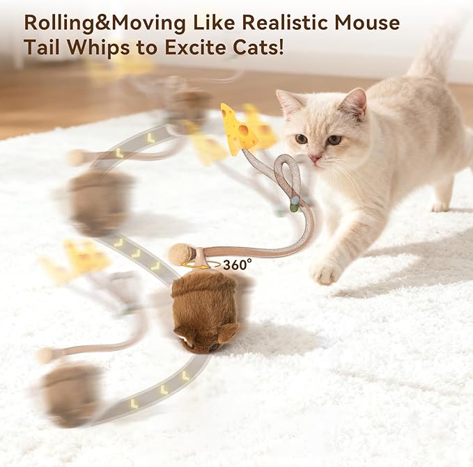 Migipaws Interactive MigiMouse Cat Toy 360° Rolling & Spin - Image 2