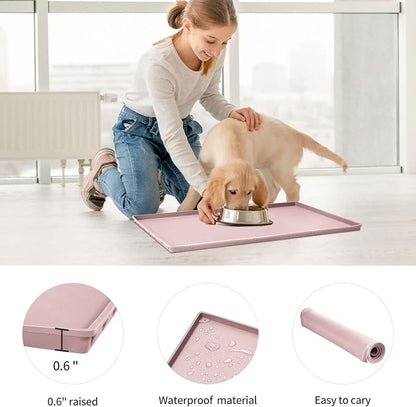 Dog Food Mat, Silicone Waterproof Food Tray, Non Slip Pet Bowl Mats Placemat - Image 2