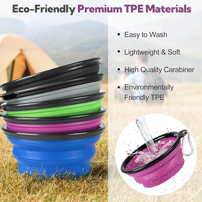Collapsible Dog Bowl 2 Pack, Dog Water Bowls - Image 5