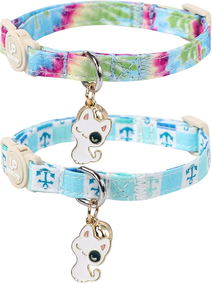 Cat Collar, 2 Pack Cat Collars Cute Breakaway Tiedye Cat Collar by UPURARAPUP