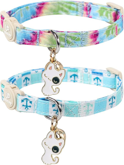 Cat Collar, 2 Pack Cat Collars Cute Breakaway Tiedye Cat Collar by UPURARAPUP
