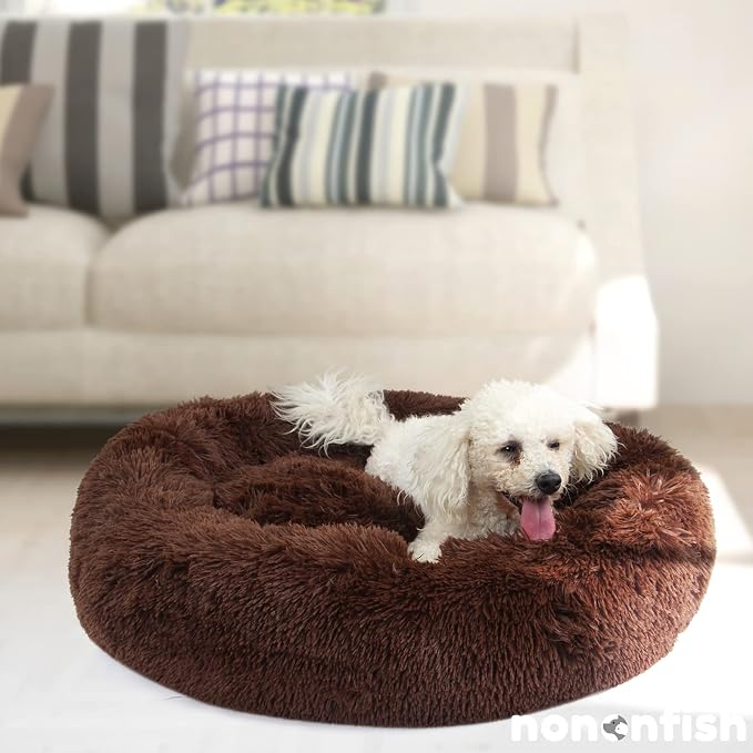 Calming Dog Bed for Medium Dogs Washable Donut 30 inches Anti-Slip Pet Bed - Image 6