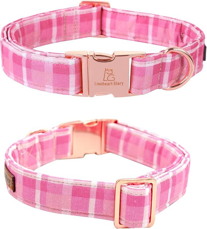 Lionheart glory Pink Plaid Dog Collar, Adjustable Dog Collar - Image 4