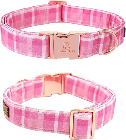 Lionheart glory Pink Plaid Dog Collar, Adjustable Dog Collar - Image 4