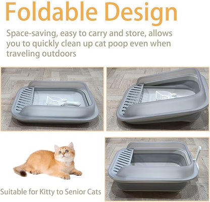 Collapsible Kitten Litter Box, Open Small Cat Litter Box - Image 4