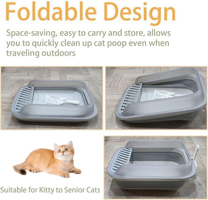 Collapsible Kitten Litter Box, Open High Sided Cat Potty Pan - Image 4