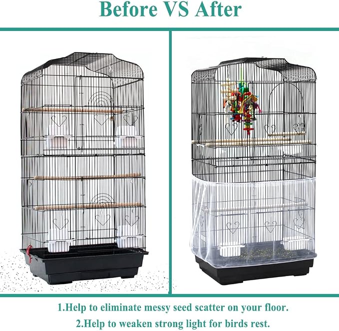 ASOCEA Bird Cage Seed Cather, Universal Adjustable Birdcage Cover Skirt Nylon - Image 4
