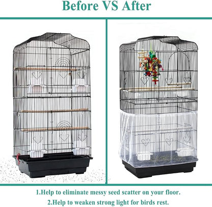 ASOCEA Bird Cage Seed Cather, Universal Adjustable Birdcage Cover Skirt Nylon - Image 4