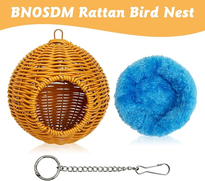 BNOSDM Rattan Bird Nest Parrot Nesting House Parakeet Hanging Swing Soft - Image 4