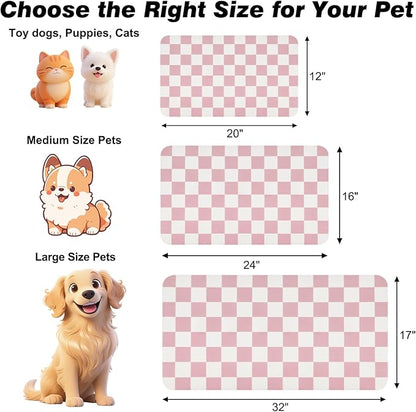 Checkered Dog Food Mat, Absorbent Leak-Proof Pet Feeding Mat, Quick Dry Cat - Image 2