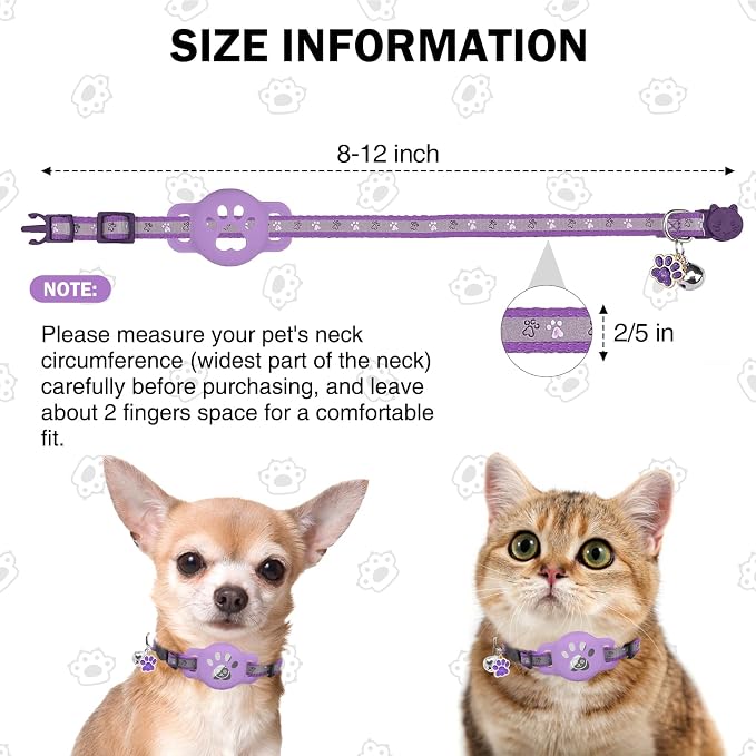 Airtag Cat Collar Breakaway, Reflective Kitten Collar - Image 6