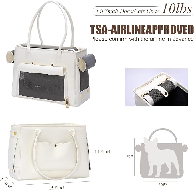 Fashion Pet Carrier Purse for Small Cat and Dog, Luxury Pu Soft-Sided Tote Bag - Image 2