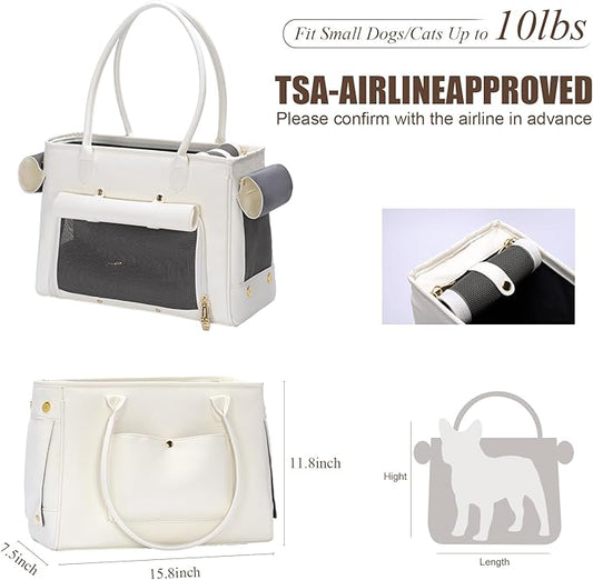 Fashion Pet Carrier Purse for Small Cat and Dog, Luxury Pu Soft-Sided Tote Bag - Image 2