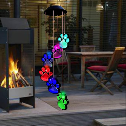 Paw Print Solar Wind Chimes for Outside, Dogs Cat Pet Pawprint Remembrance Wind - Image 5