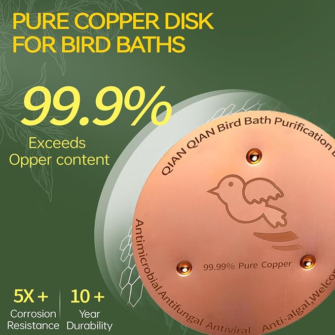 QIANQIAN Bird Bath Copper Disk, Copper Bird Bath Purification Disk - Image 6