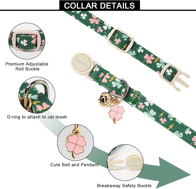 Lionet Paws 2pcs Pack St. Patrick Cotton Cat Collar, Breakaway Buckle - Image 3