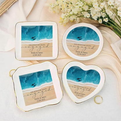 Personalized Beach Ring Dish Engagement Gift, Our Adventure Awaits Engaged - Image 6