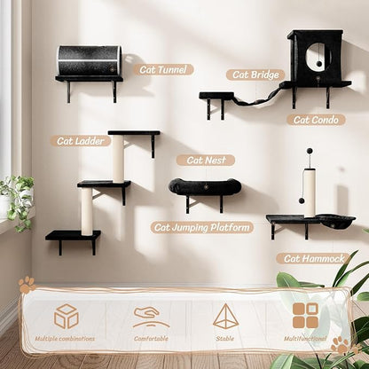 NUNU LAB 14-in-1 Cat Wall Shelves Set, Wall-Mounted Cat Climber - Image 6
