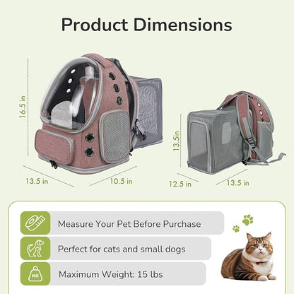 Cat Backpack Carrier for Large Cats, Expandable Cat Bubble Backpack, Dog - Image 2