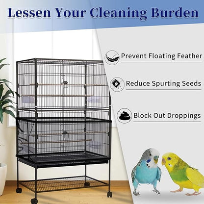 Daoeny Large Bird Cage Cover, Bird Cage Seed Catcher, Adjustable Soft Airy - Image 2