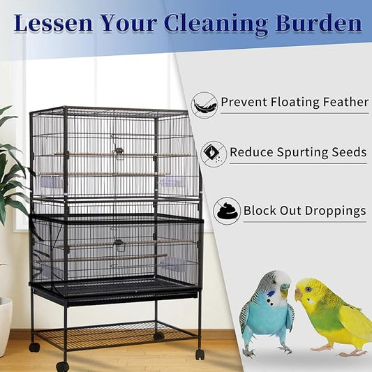Daoeny Large Bird Cage Cover, Bird Cage Seed Catcher, Adjustable Soft Airy - Image 2