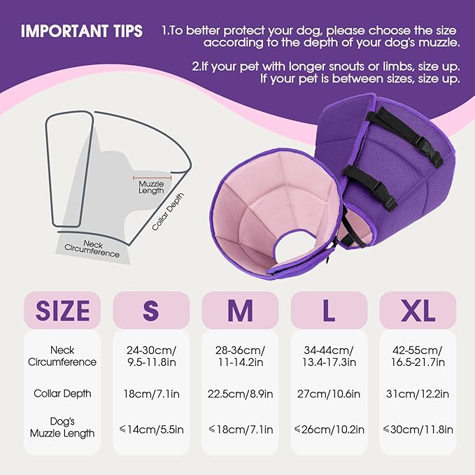 Dog Cone Collar After Surgery for Medium Dogs, Adjustable Soft Recovery Cone - Image 2