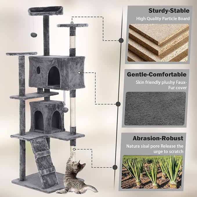 Heavy Duty Cat Tree Tower, Cat Condo, Hanging Ball - Image 3
