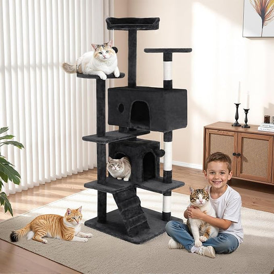 FDW Cat Tree 54in Cat Tower Multi-Level Durable Cat Scratching Post & Cozy Fun - Image 2
