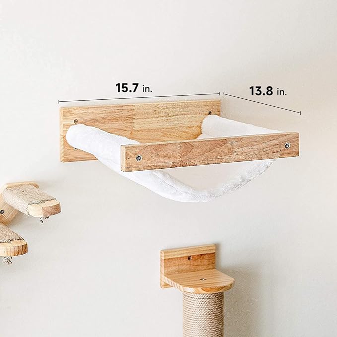 FUKUMARU Cat Hammock Wall Mounted, Kitty Beds and Perches, Wooden Cats Furniture - Image 4