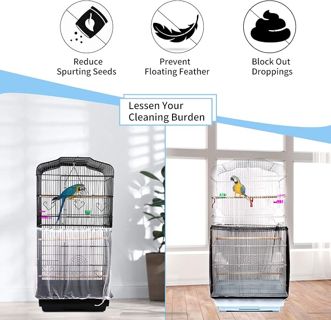 Daoeny Universal Bird Cage Cover, Adjustable Parrot Nylon Airy Soft Mesh Net - Image 2