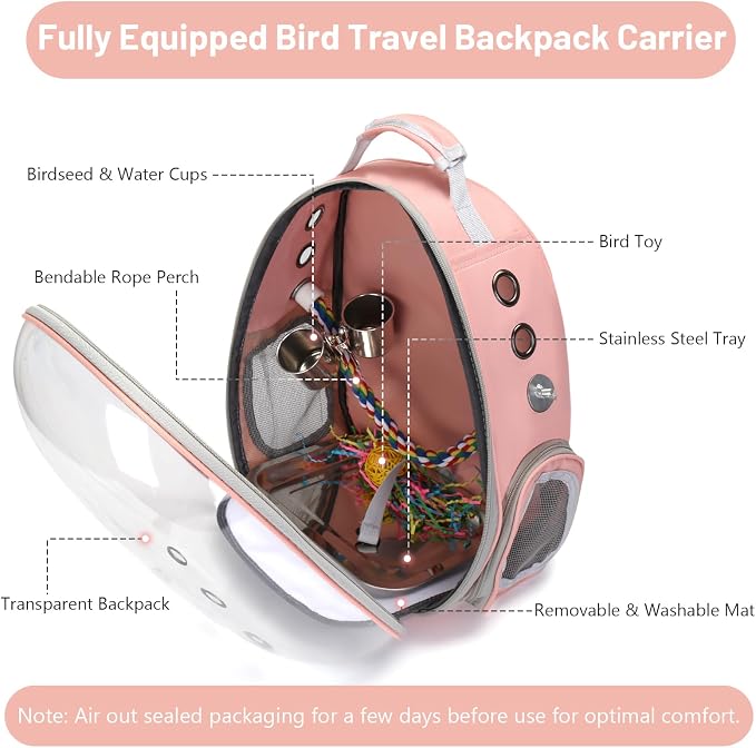 Bird Backpack Carrier, Travel Bird Cage - Image 6