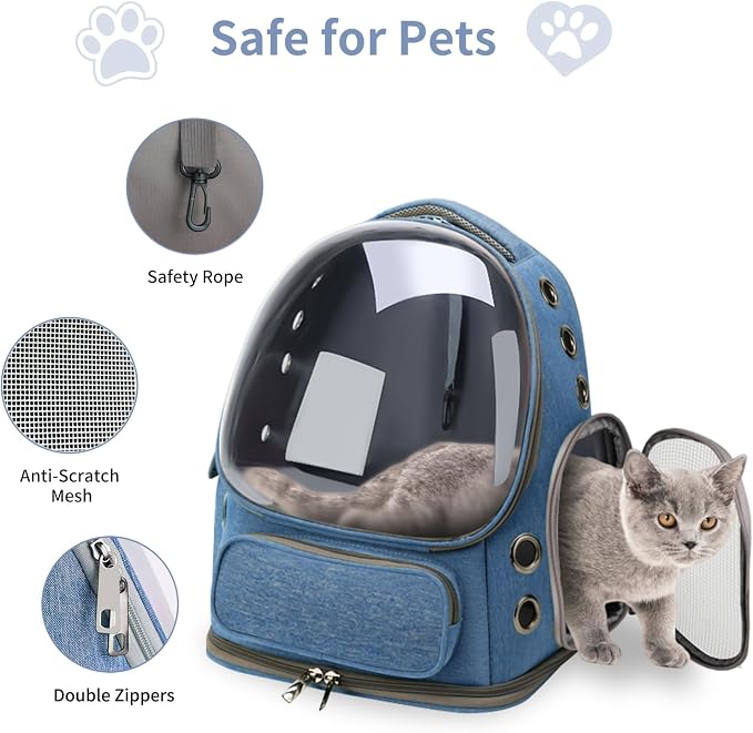 Cat Backpack Carrier for Cats and Small Dogs, Breathable Cat Bubble Backpack - Image 4