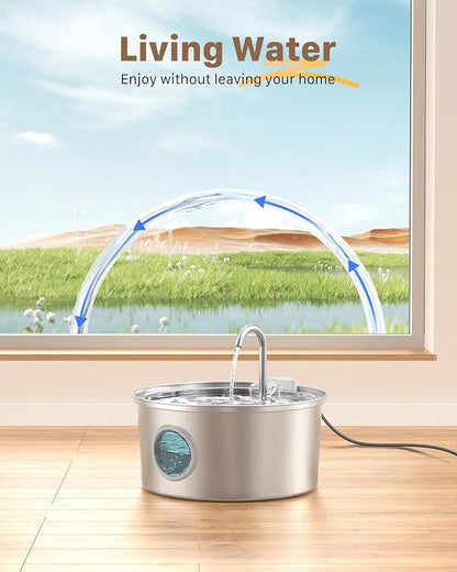 Stainless Steel Pet Water Fountain: 108oz/3.2L Cat Fountains - Image 3