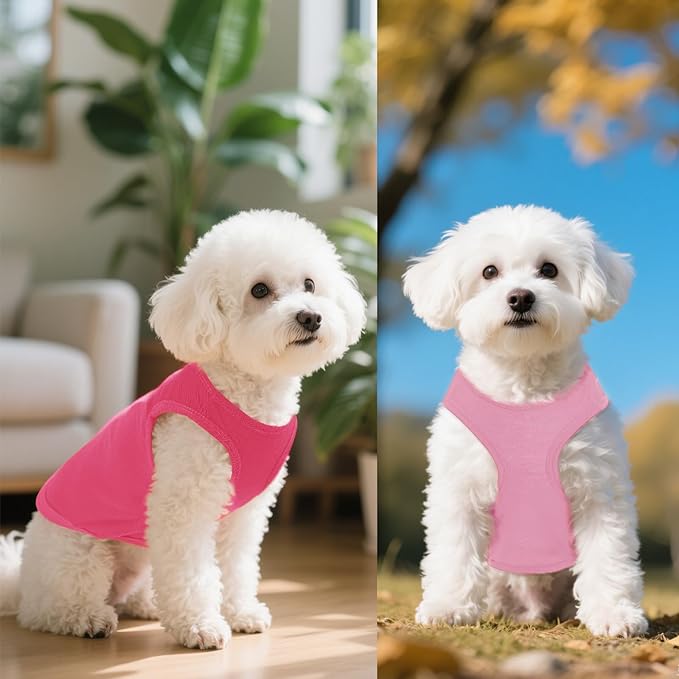 4 Pcs Cat Shirts Solid Color Dog Clothes Summer Sleeveless Pet T Shirts - Image 5