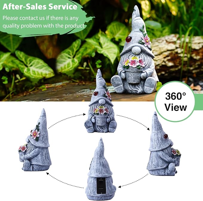 Goodeco Sitting Gnome Holding Flower Statue - Image 3