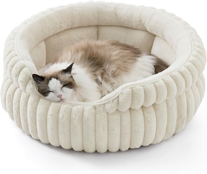 Bedsure ComfyFleece™ Cat Bed, Washable Round Cute Cat Beds by BEDSURE