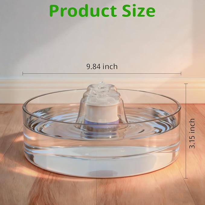 Glass Cat and Dog Water Fountain 90oz/2.7L, Automatic Pet Water Dispenser - Image 3
