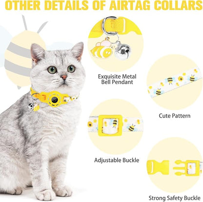 BINGPET AirTag Cat Collar with Bells, Upgraded Safety Elastic Cat Collar with - Image 6